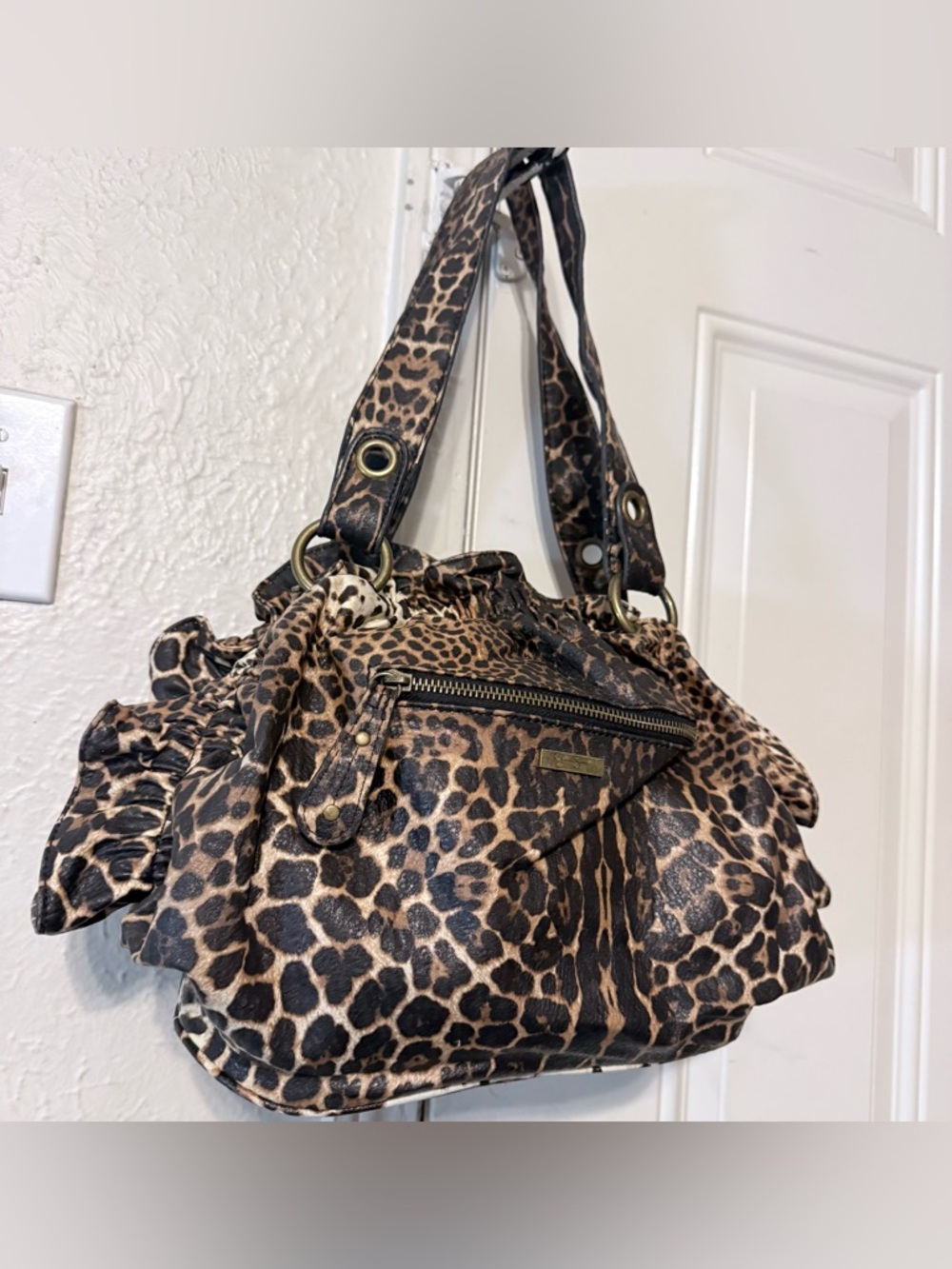 Jessica Simpson Leopard-Print Shoulder Bag in Brown and Black